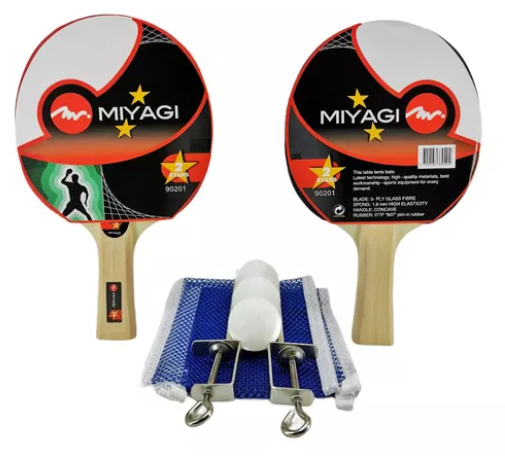 Kit Ping Pong Tenis Mesa Miyagi Set Raquetas Pelotas Malla