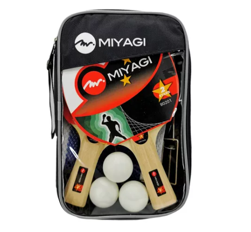 Kit Ping Pong Tenis Mesa Miyagi Set Raquetas Pelotas Malla